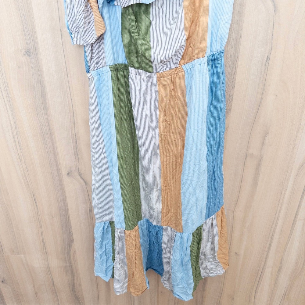 Lauren Conrad Tiered Maxi Dress XXL Stripe One Shoulder Cottage Coastal Boho - Picture 4 of 8